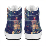 Autumn Leaves Print High Top Leather Sneakers