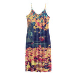 Autumn Leaves Print Jersey Midi Cami Dress