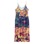 Autumn Leaves Print Jersey Midi Cami Dress