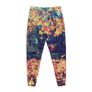 Autumn Leaves Print Jogger Pants