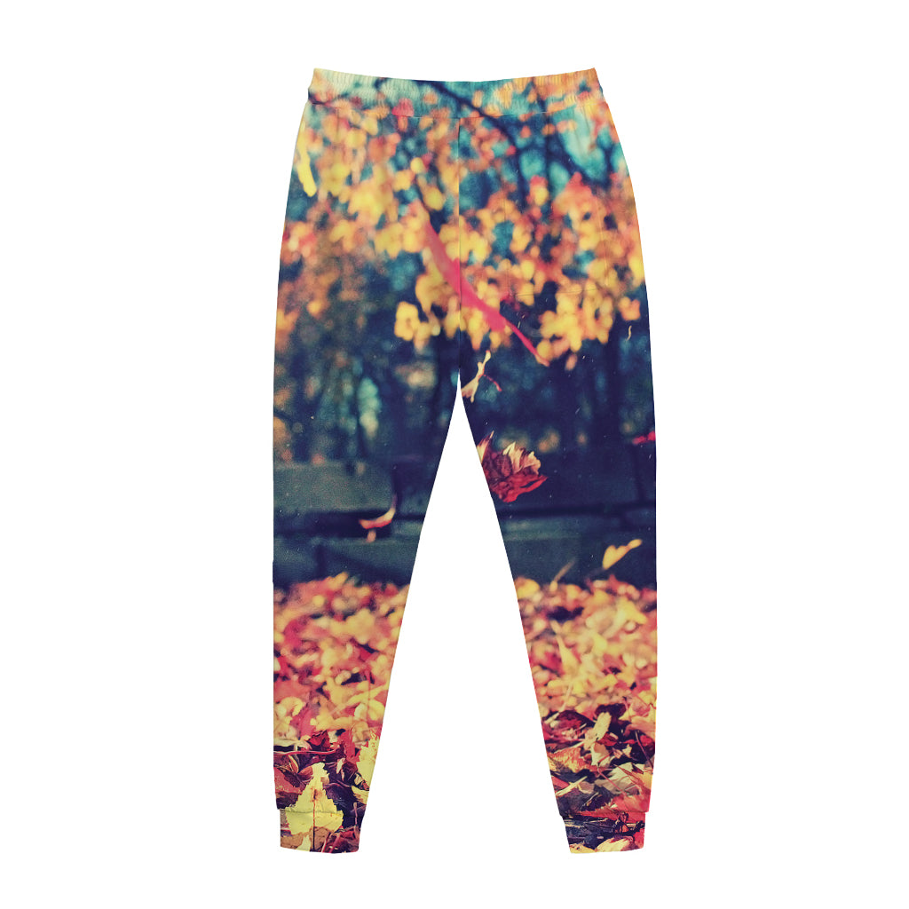 Autumn Leaves Print Jogger Pants