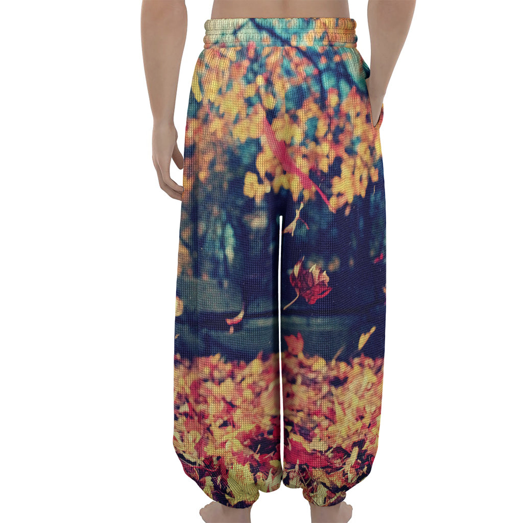 Autumn Leaves Print Lantern Pants