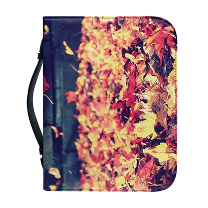 Autumn Leaves Print Leather Bible Cover