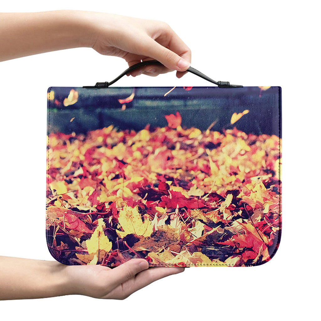 Autumn Leaves Print Leather Bible Cover