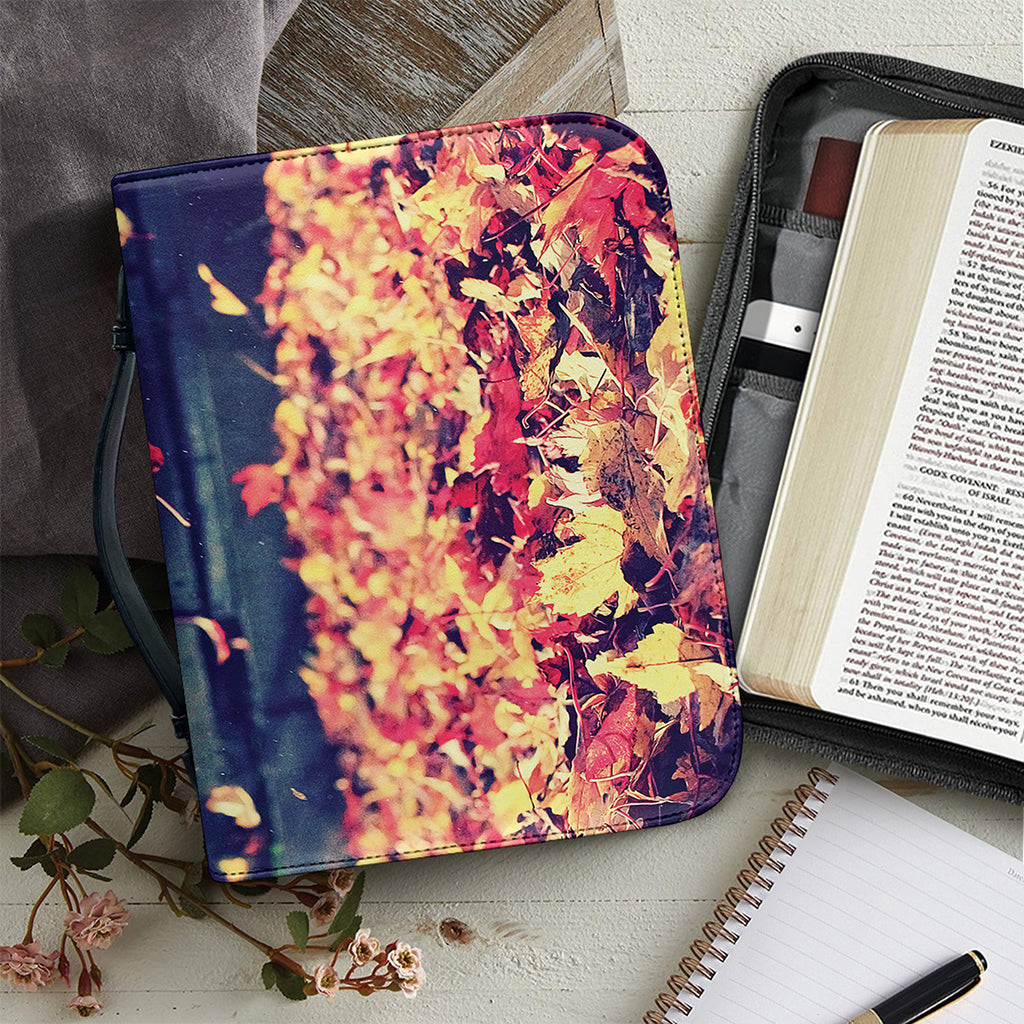 Autumn Leaves Print Leather Bible Cover