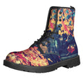 Autumn Leaves Print Lace-Up Boots