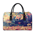 Autumn Leaves Print Leather Duffel Bag