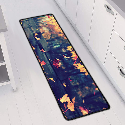 Autumn Leaves Print Long Kitchen Mat
