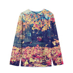 Autumn Leaves Print Long Sleeve Short Coat