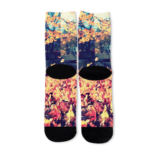 Autumn Leaves Print Long Socks