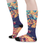 Autumn Leaves Print Long Socks