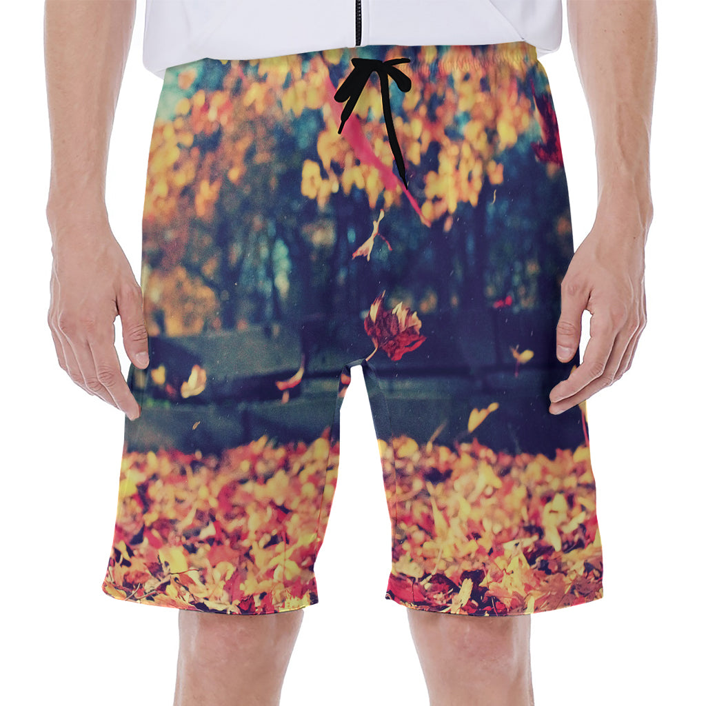 Autumn Leaves Print Men's Beach Shorts