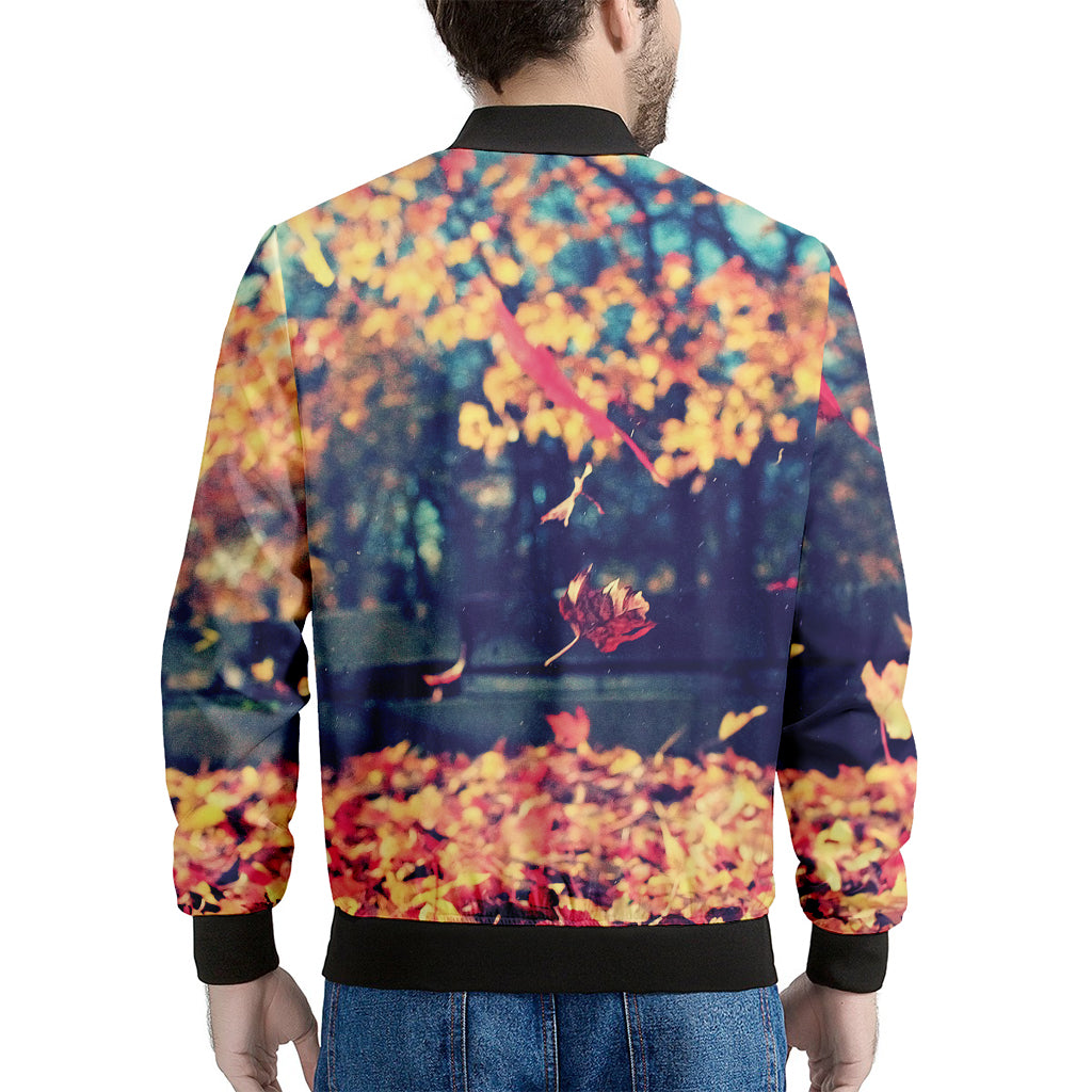 Autumn Leaves Print Men's Bomber Jacket