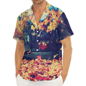 Autumn Leaves Print Men's Deep V-Neck Shirt