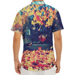 Autumn Leaves Print Men's Deep V-Neck Shirt