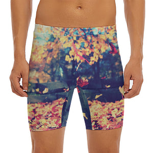 Autumn Leaves Print Men's Long Boxer Briefs