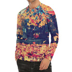 Autumn Leaves Print Men's Long Sleeve Rash Guard