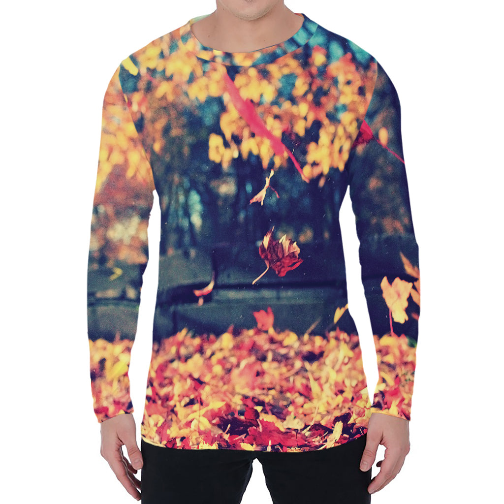 Autumn Leaves Print Men's Long Sleeve T-Shirt