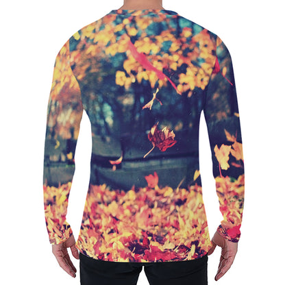 Autumn Leaves Print Men's Long Sleeve T-Shirt