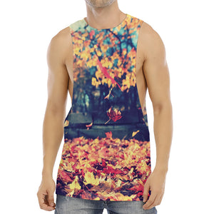 Autumn Leaves Print Men's Muscle Tank Top