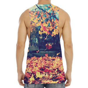 Autumn Leaves Print Men's Muscle Tank Top