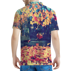 Autumn Leaves Print Men's Polo Shirt