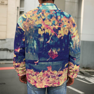 Autumn Leaves Print Men's Shirt Jacket