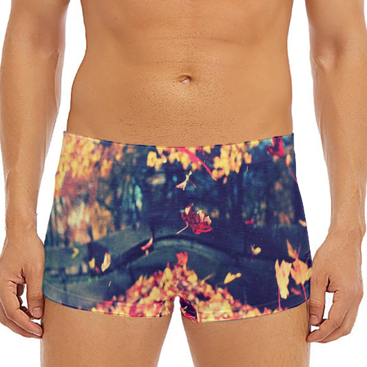Autumn Leaves Print Men's Short Boxer Briefs