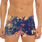 Autumn Leaves Print Men's Short Boxer Briefs