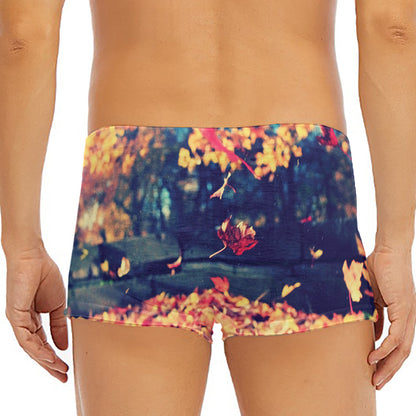 Autumn Leaves Print Men's Short Boxer Briefs