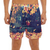 Autumn Leaves Print Men's Split Running Shorts