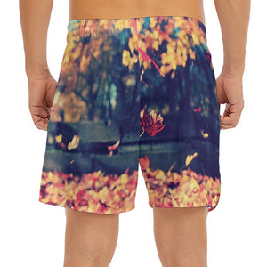 Autumn Leaves Print Men's Split Running Shorts