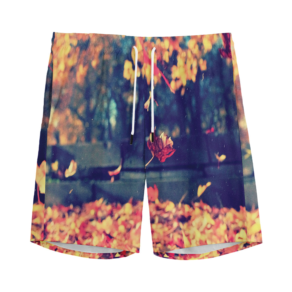 Autumn Leaves Print Men's Sports Shorts