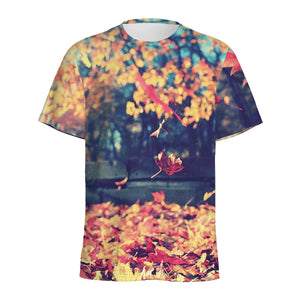 Autumn Leaves Print Men's Sports T-Shirt