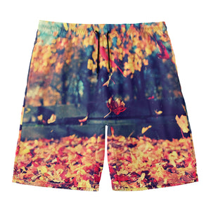 Autumn Leaves Print Men's Swim Trunks