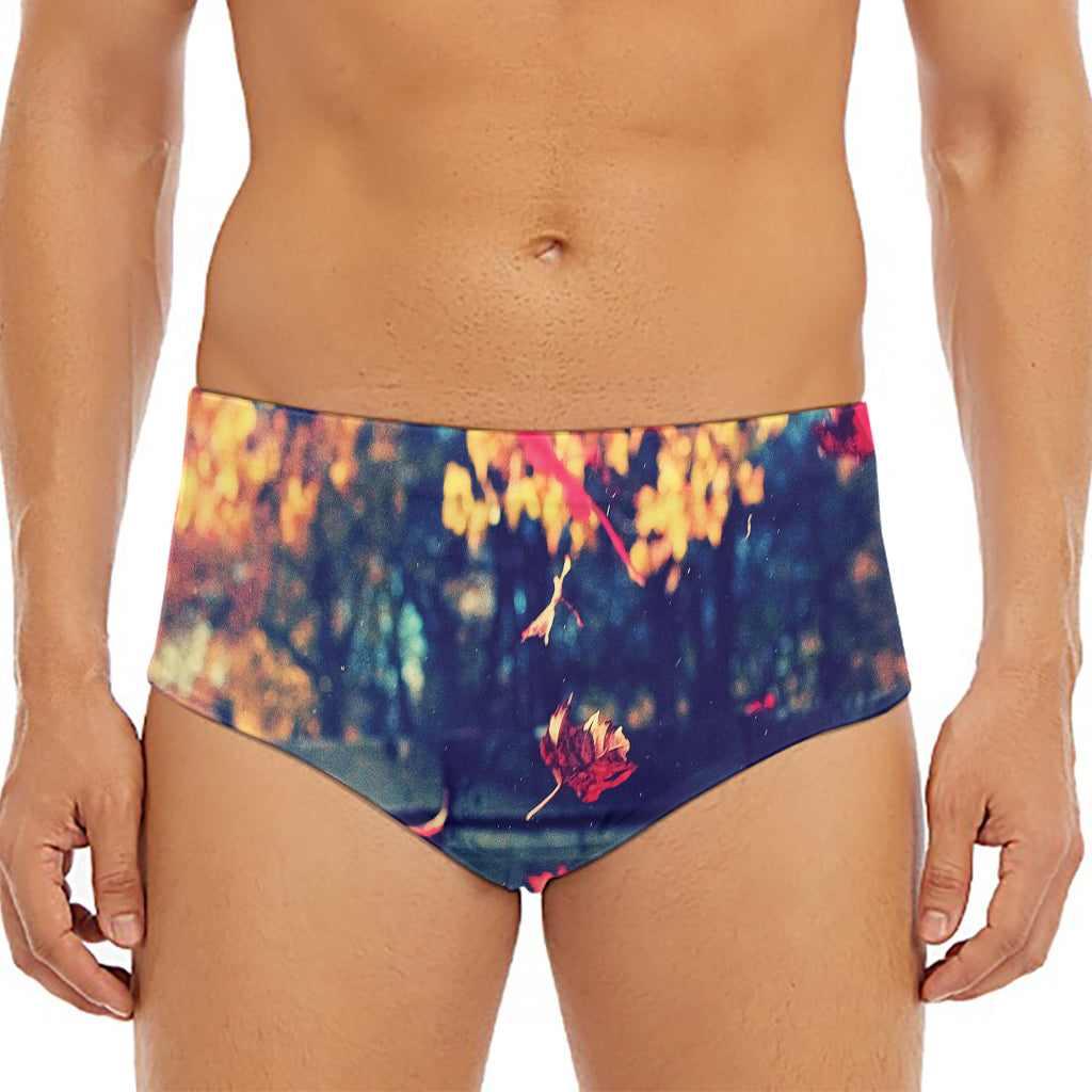 Autumn Leaves Print Men's Triangle Swim Briefs