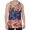 Autumn Leaves Print Men's Velvet Tank Top