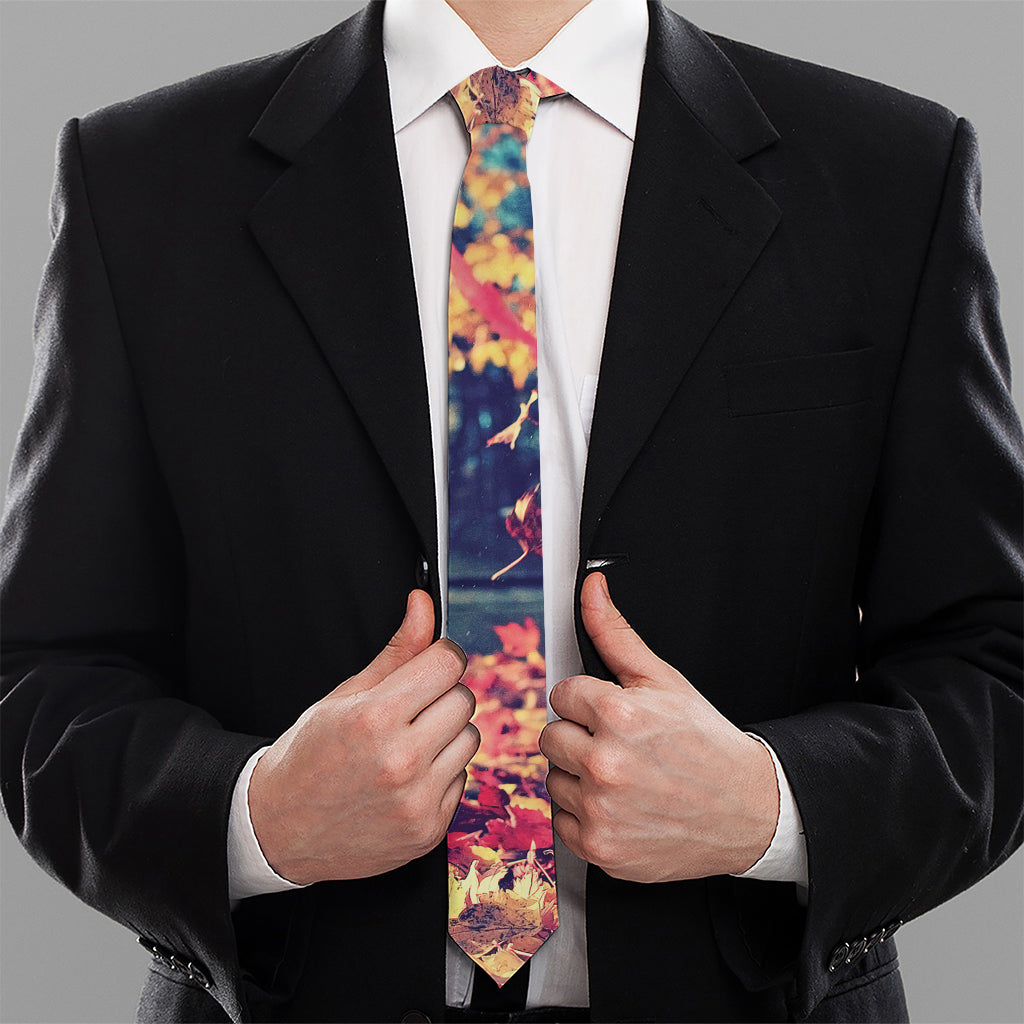 Autumn Leaves Print Necktie