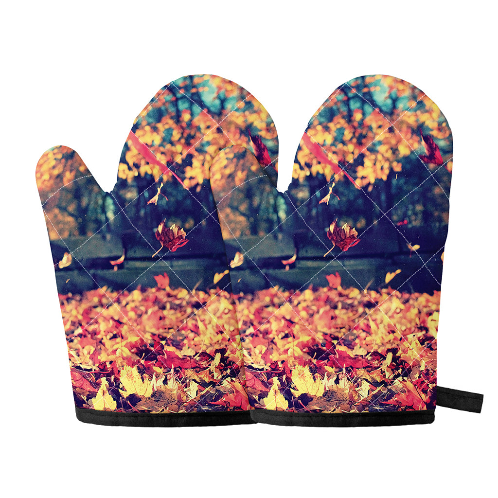Autumn Leaves Print Oven Mitts