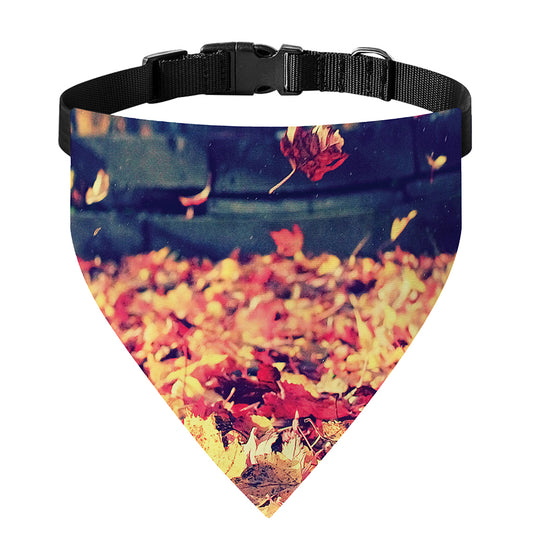 Autumn Leaves Print Over The Collar Dog Bandana
