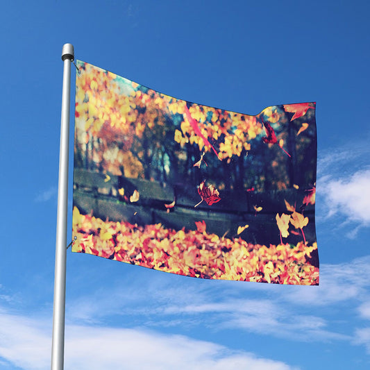 Autumn Leaves Print Polyester Flag