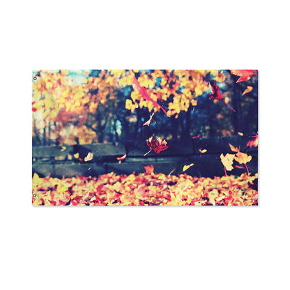Autumn Leaves Print Polyester Flag