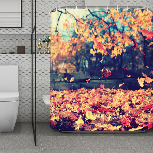 Autumn Leaves Print Polyester Shower Curtain