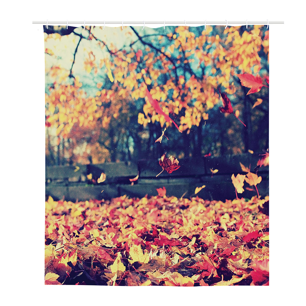 Autumn Leaves Print Polyester Shower Curtain