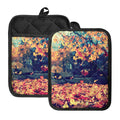 Autumn Leaves Print Pot Holders With Pocket