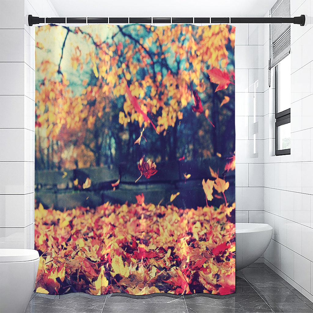 Autumn Leaves Print Premium Shower Curtain