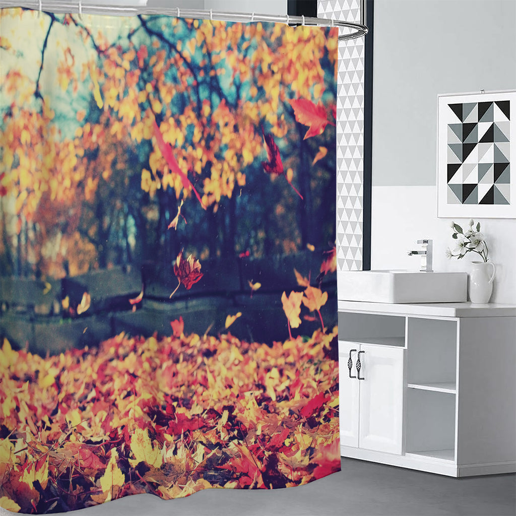 Autumn Leaves Print Premium Shower Curtain