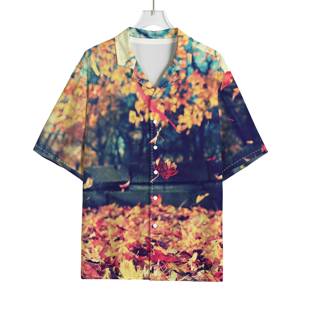 Autumn Leaves Print Rayon Hawaiian Shirt