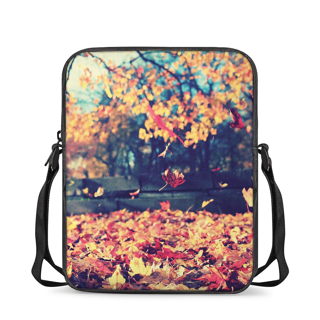 Autumn Leaves Print Rectangular Crossbody Bag