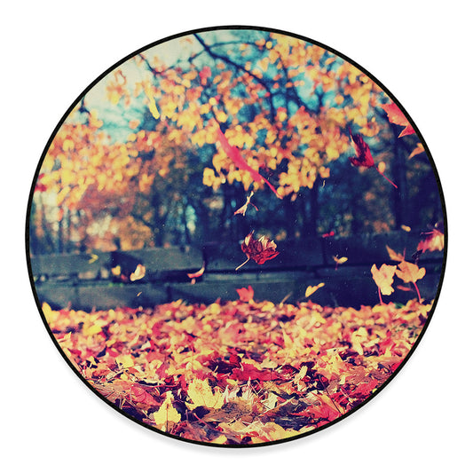 Autumn Leaves Print Round Floor Mat